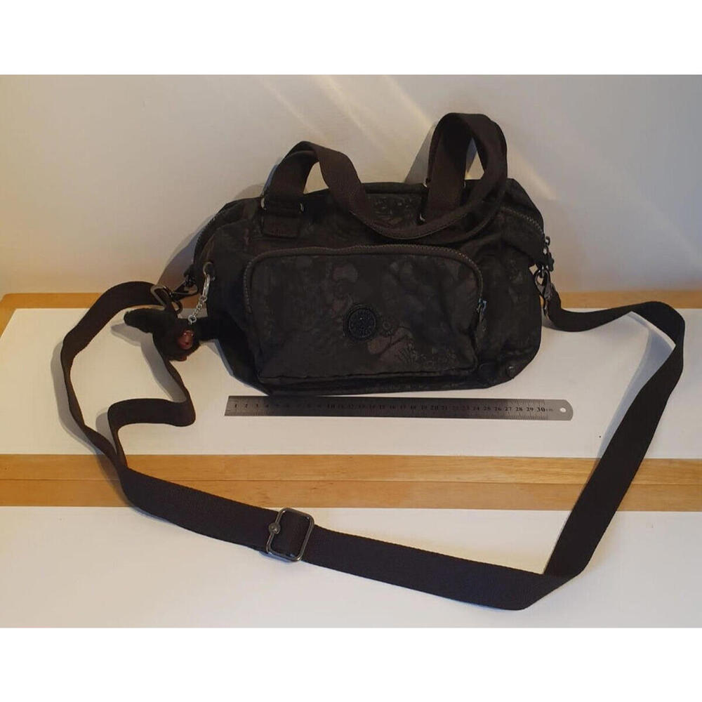 Black Kipling shoulder crossbody handbag with floral print